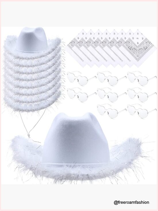 Accessories - Cowgirl Hat Set with Bandana & Heart Glasses for Party
